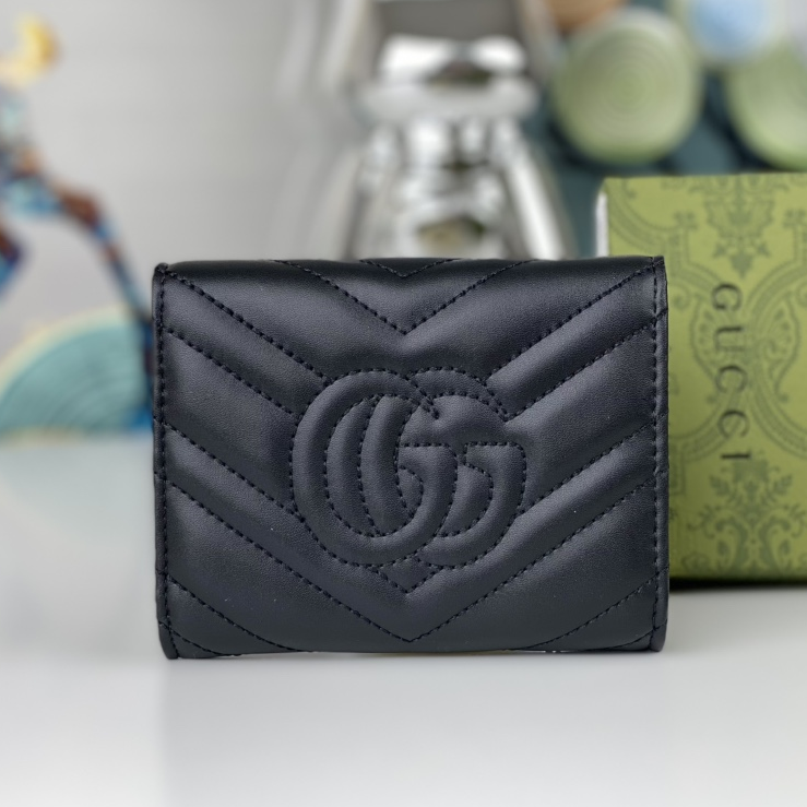 GUCCI - GG Marmont Quilted Leather Short Folding Wallet
