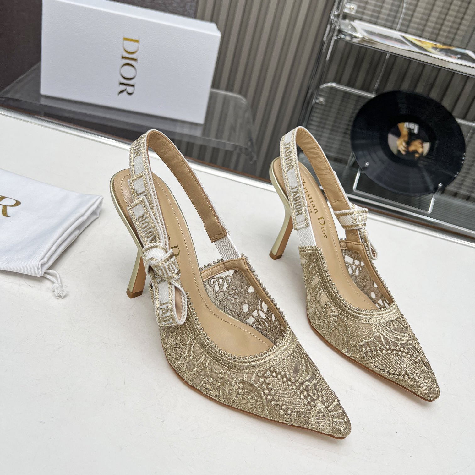 DIOR-J'Adior White Pointed Toe Stiletto High Heels