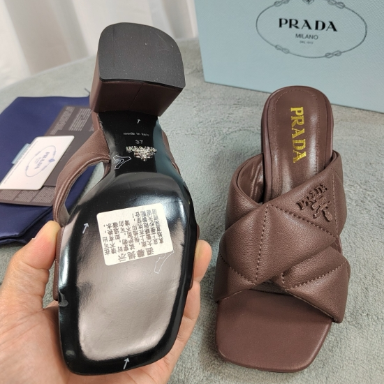 Prada-Water Dyed Sheepskin Slippers High Heels