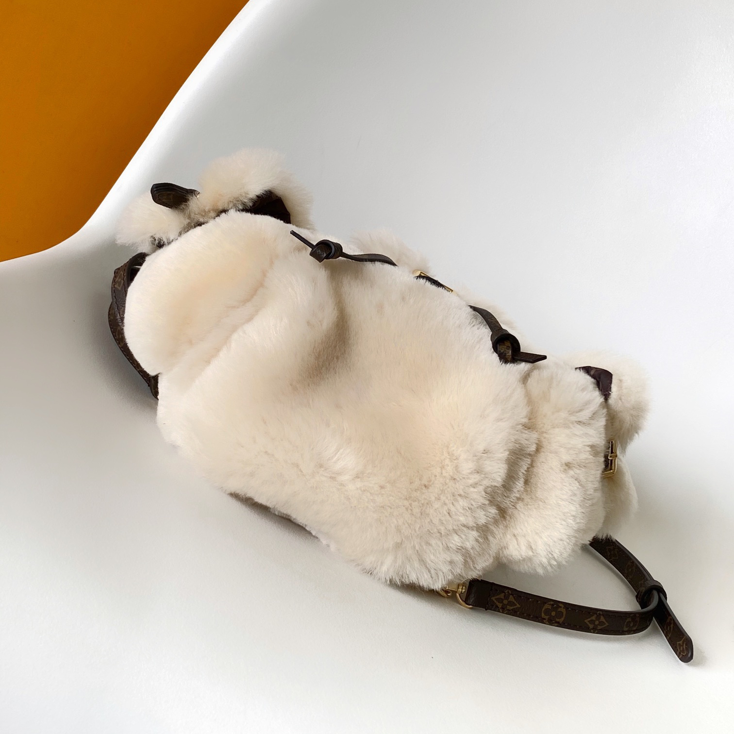 LV - SKI - Nano Teddy Removable and Adjustable Strap Shearling Backpack