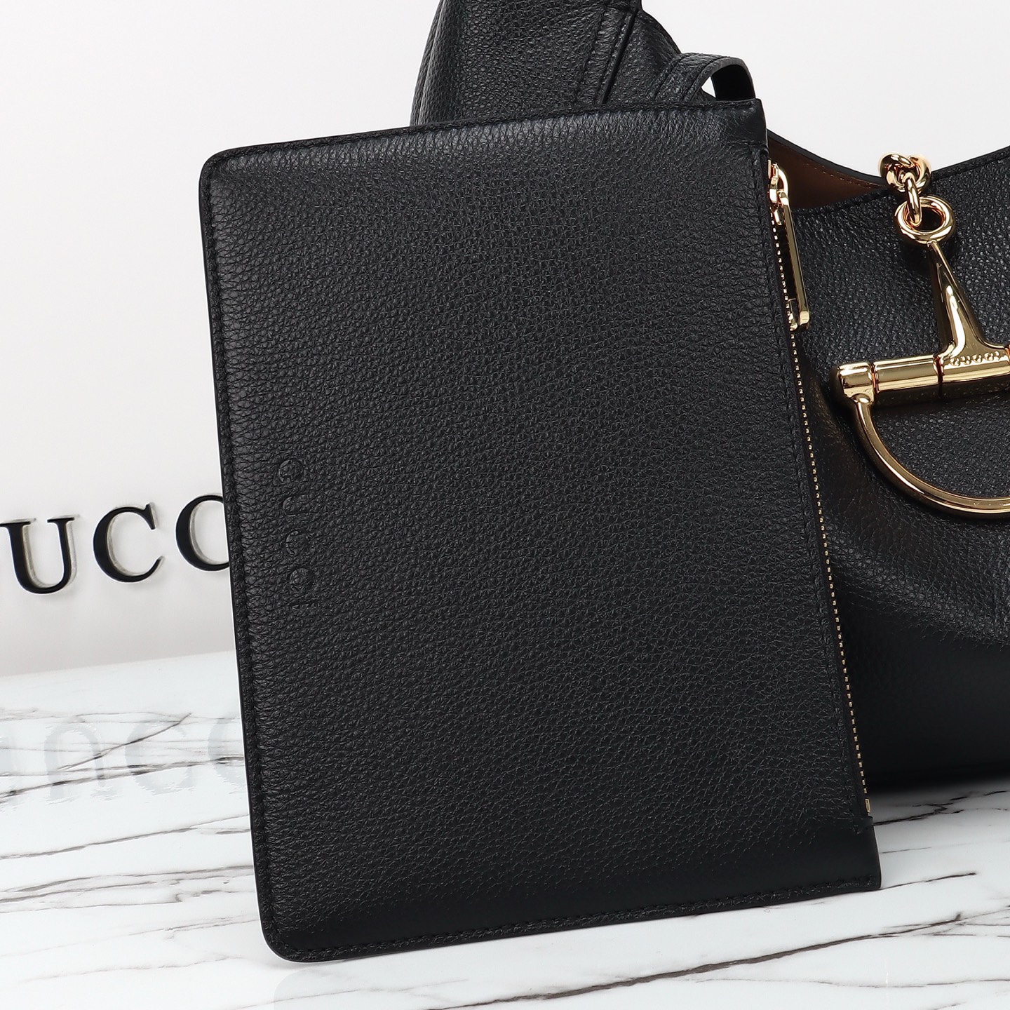 Gucci- Softbit series semi horseneck buckle leather bag
