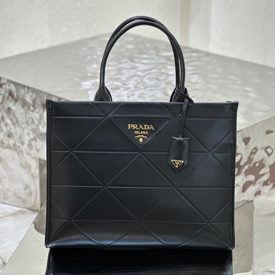 PRADA-Triangle Lattice Tote Bag (Large)
