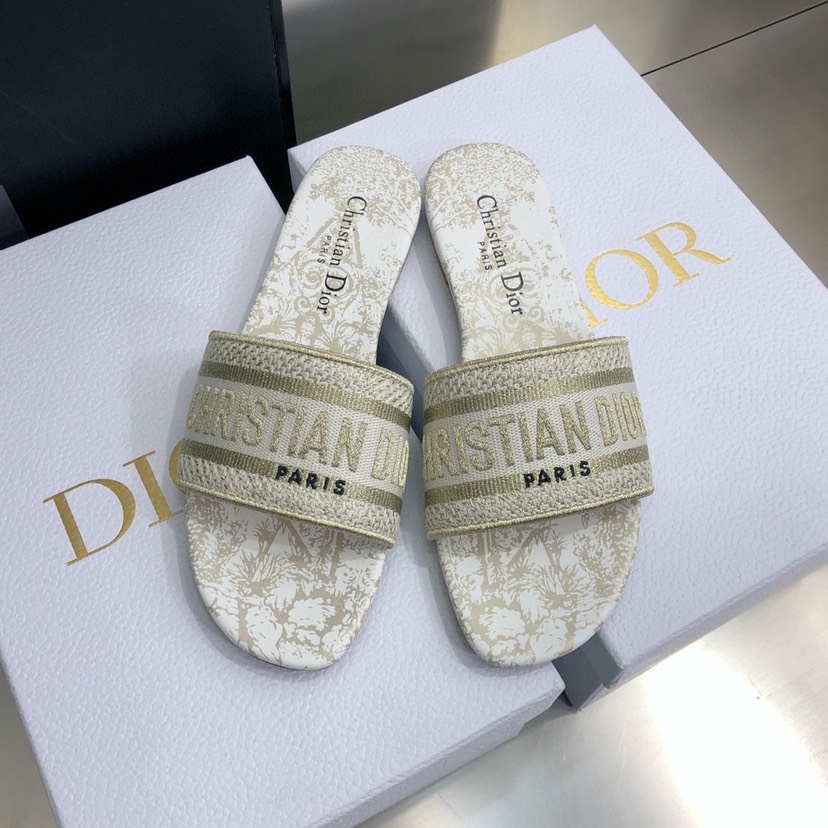 Dior-Embroidered flat sandals