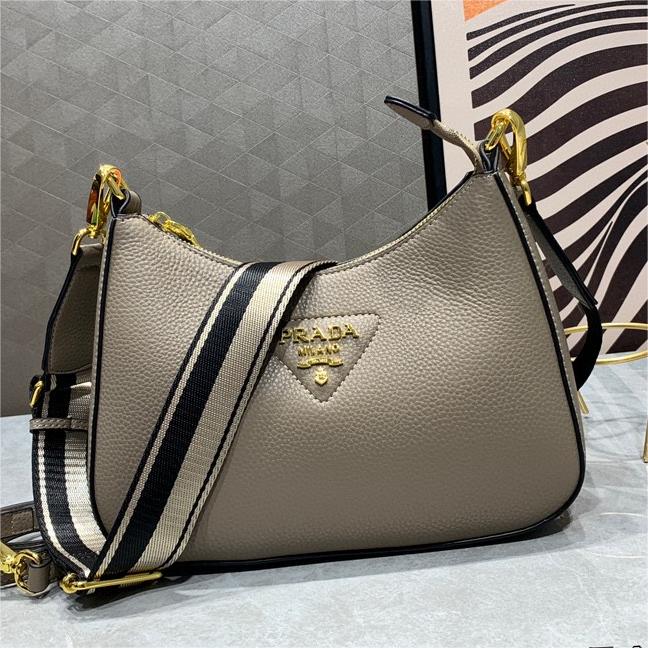 Prada-Imported first layer coarse lychee grain cowhide