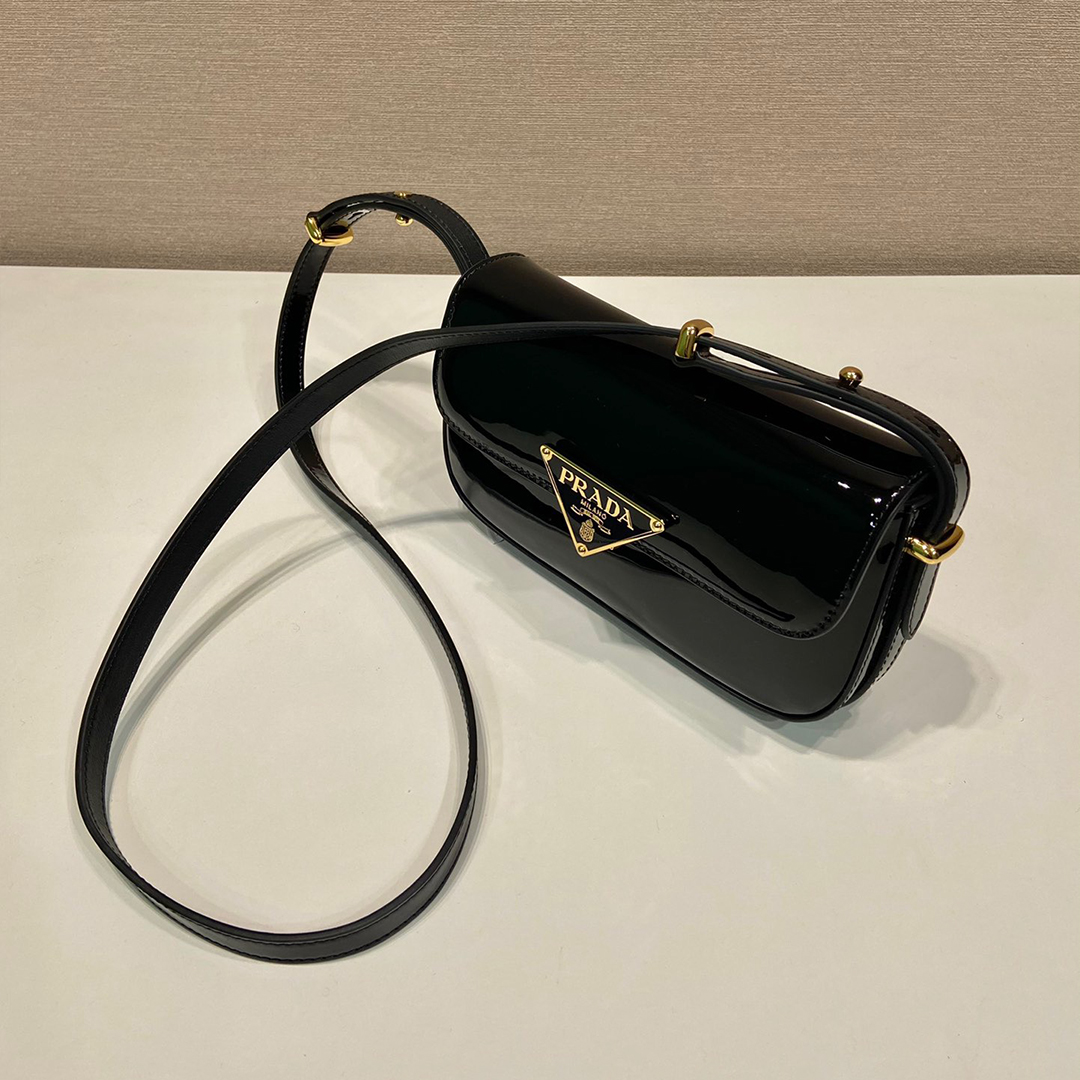 PRADA-Shiny leather shoulder bag