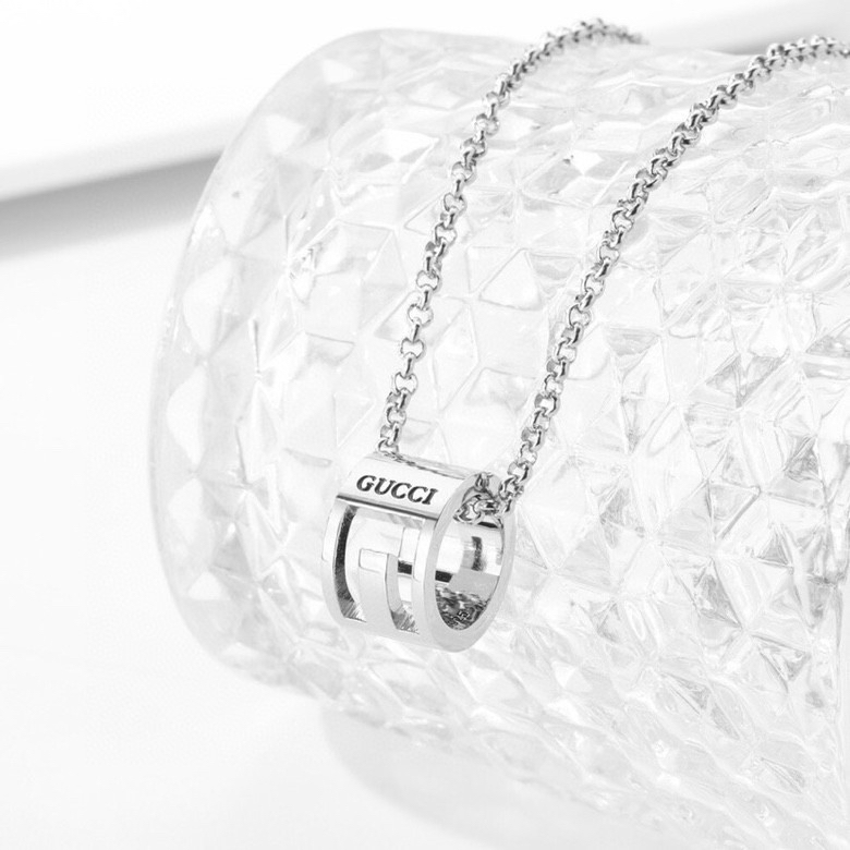 GUCCI-Double Ring Time Comes to Run Couple Necklace