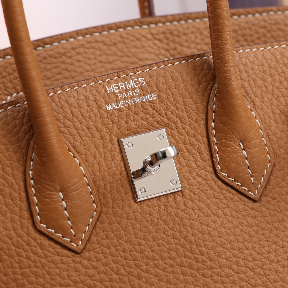 HERMES- Birkin 25 Silver buckle Gold buckle Brown Handbag