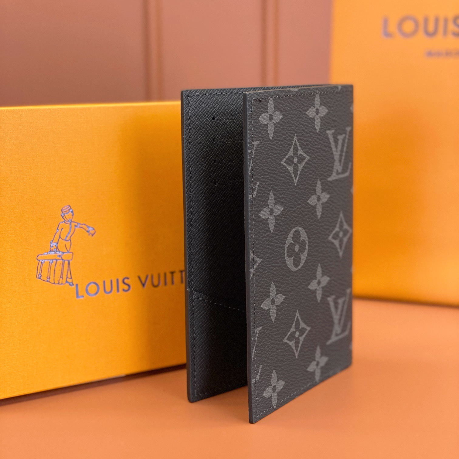LV - Four Credit Card Slots Coated Canvas Passport Holder