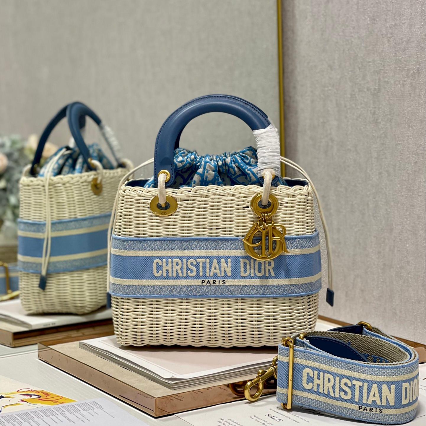 Dior-Wicker Willow bamboo woven large bag