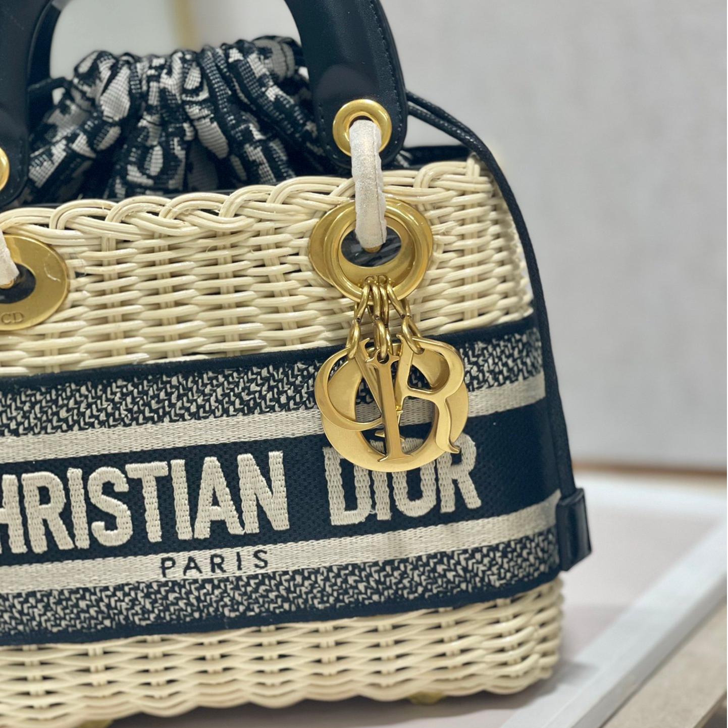 Dior-Lady Straw Crossbody Bag