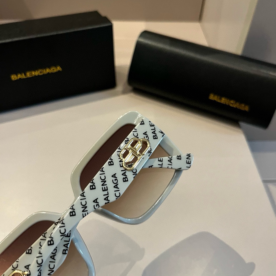 Balenciaga-Retro Flat Frame Leaf Shaped Celebrity Same Style Sunglasses