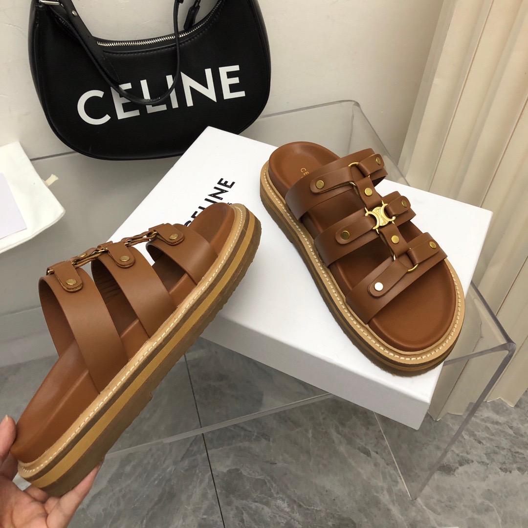 Celine-Material Material Logo Slippers
