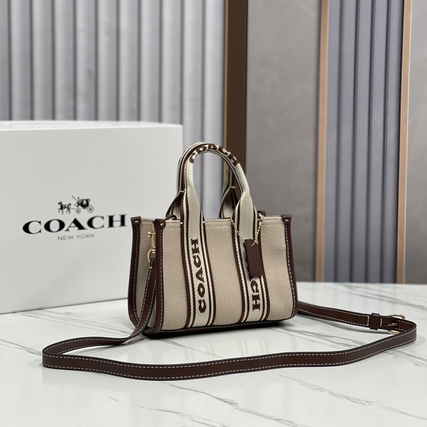 COACH -Smith 16 Canvas And Fine Calfskin Tote Bag Shoulder Crossbody Handbag Tote Bag
