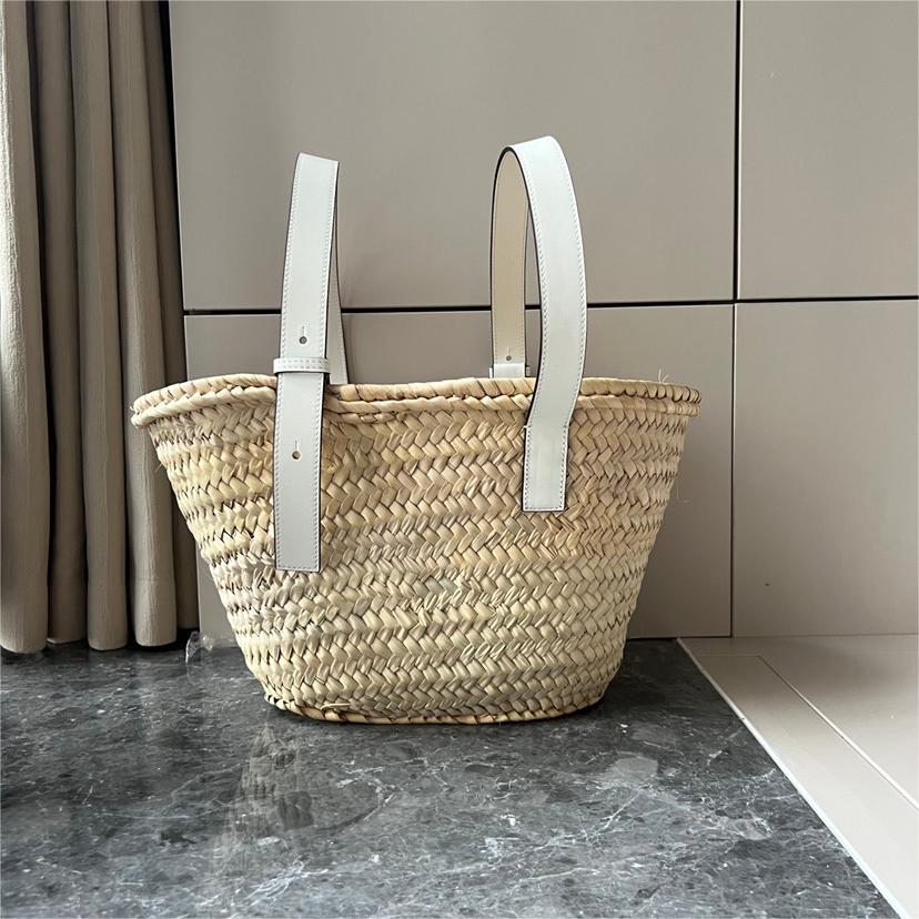 LOEWE-Palm leaf and cowhide leather Basket handbag