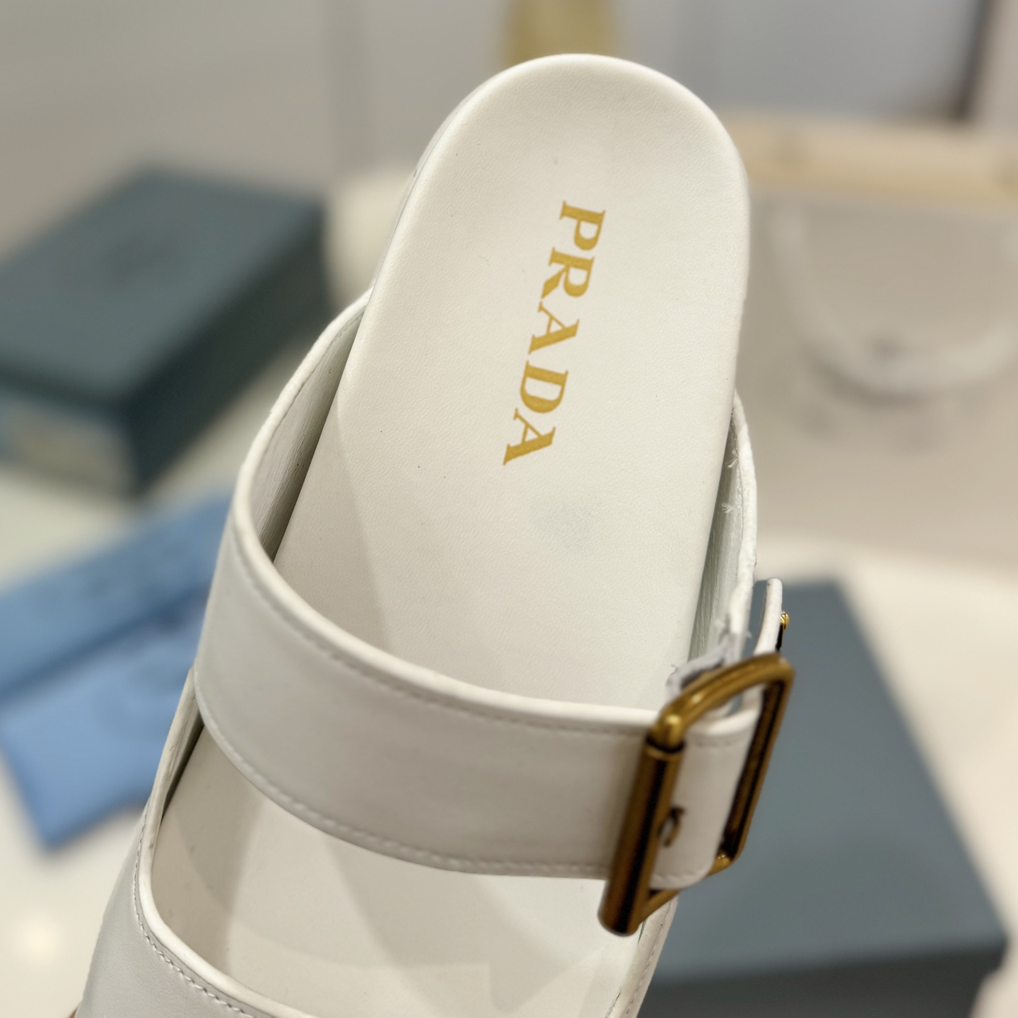 Prada-WHITE Leather Sandals