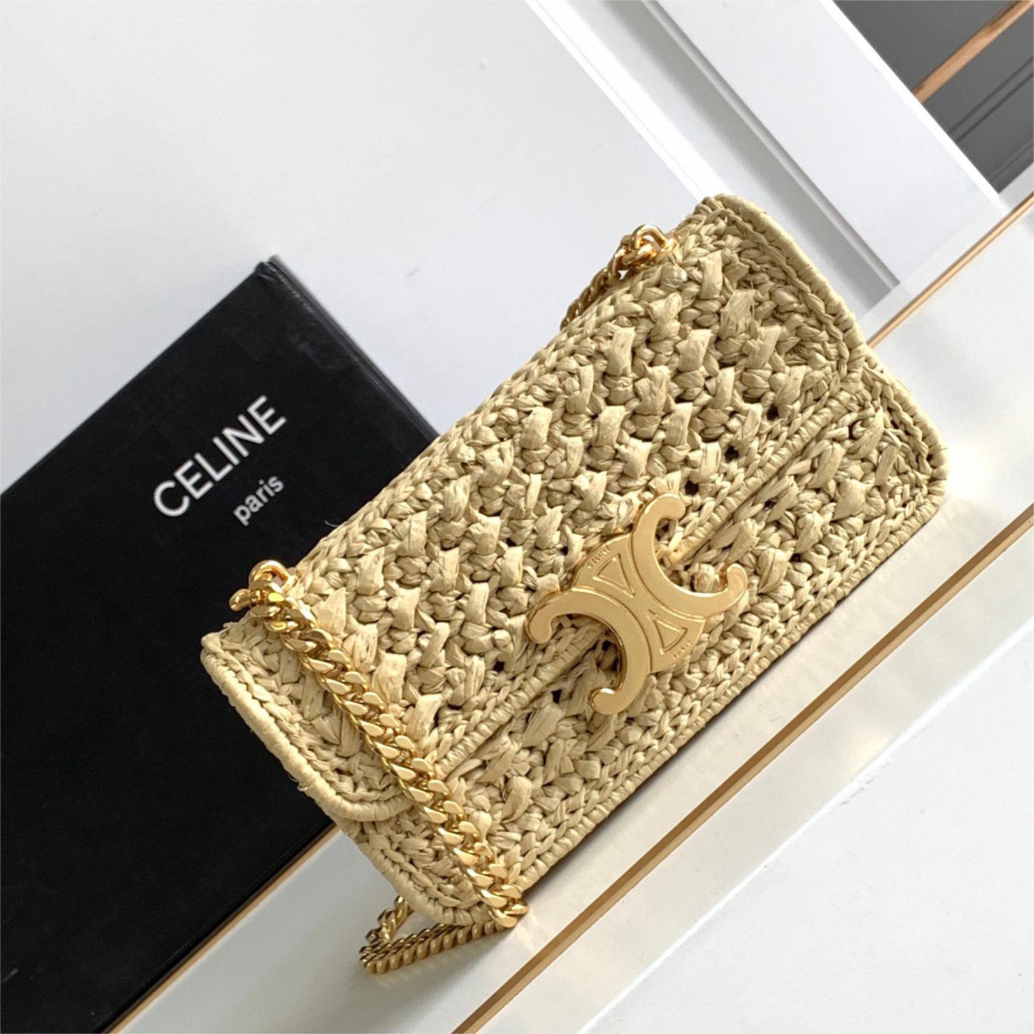 Celine-Trimhe plant woven chain handbag