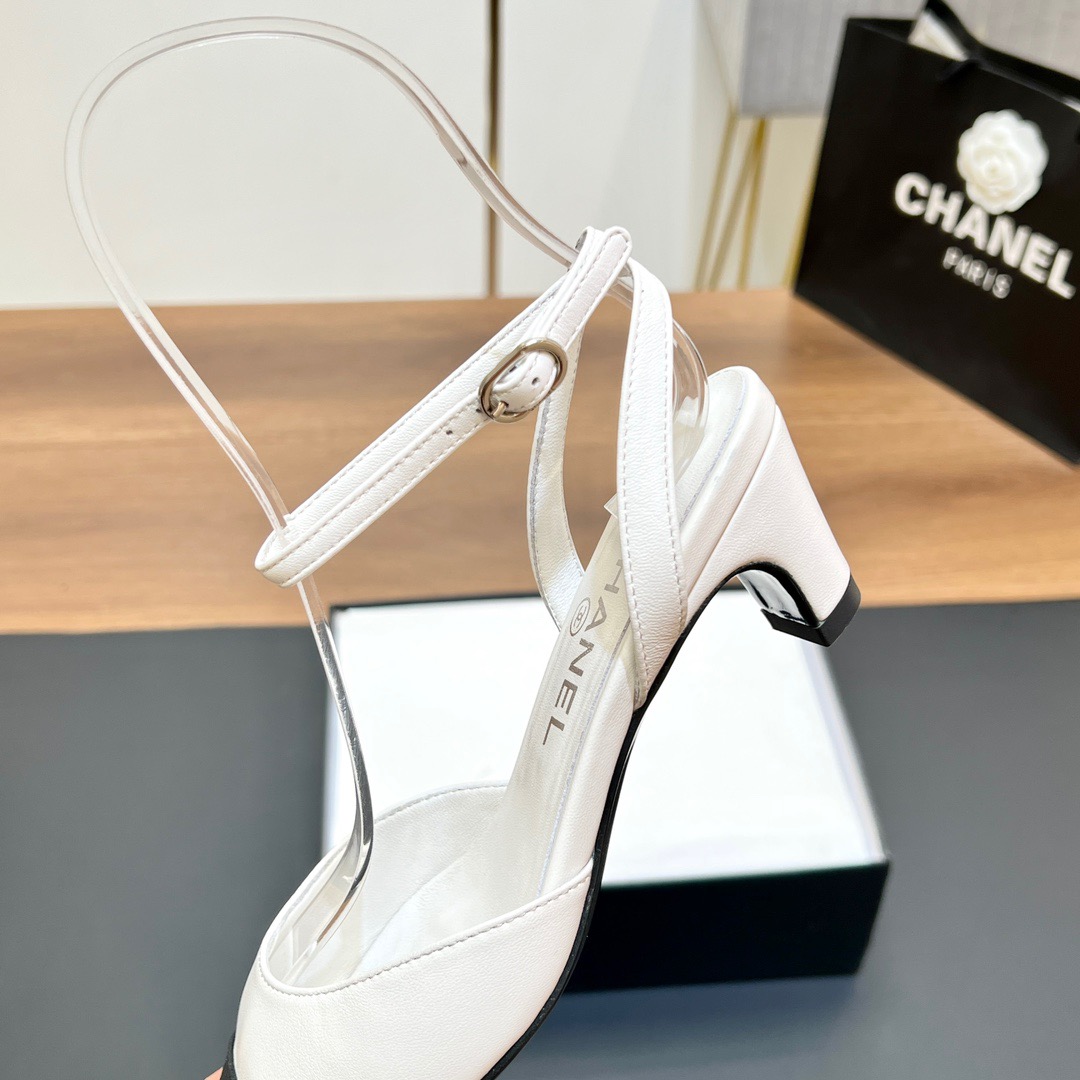 Chanel-Coarse heel back empty sandals, single shoe