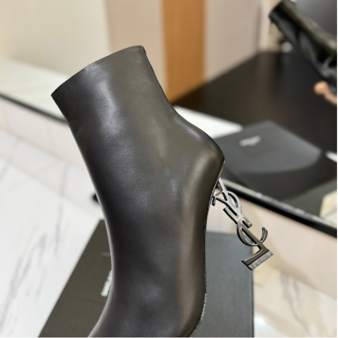 YSL-Letter High Heeled Short Boots