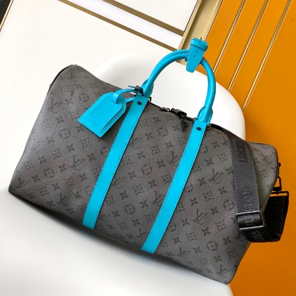 LV-Silver Flower Light Blue Canvas Travel Bag
