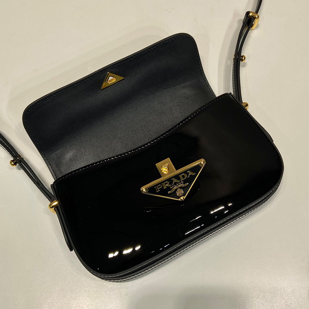 PRADA-Shiny leather shoulder bag