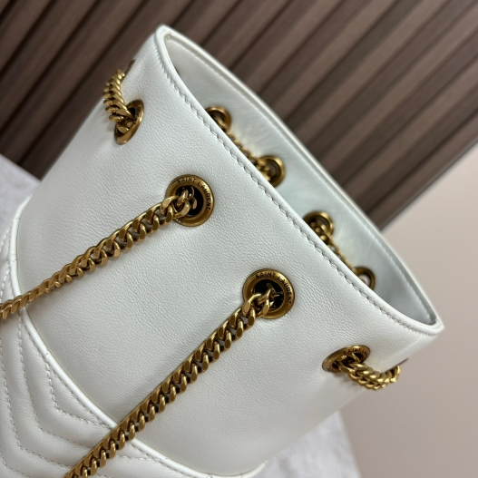 YSL-Sheepskin Platinum Mini Bucket Bag