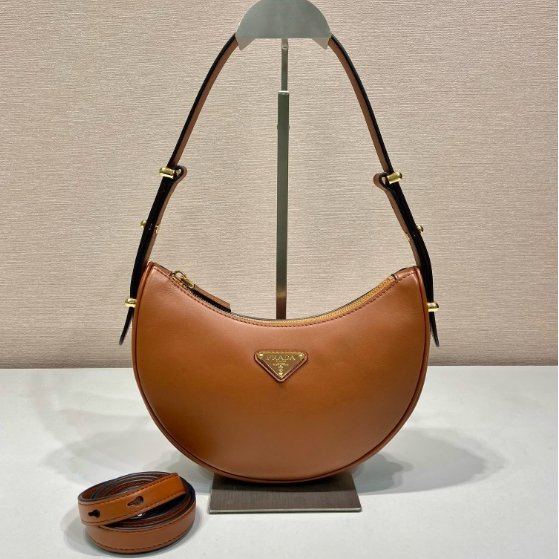 Prada-Moon Shoulder Strap Leather Handbag