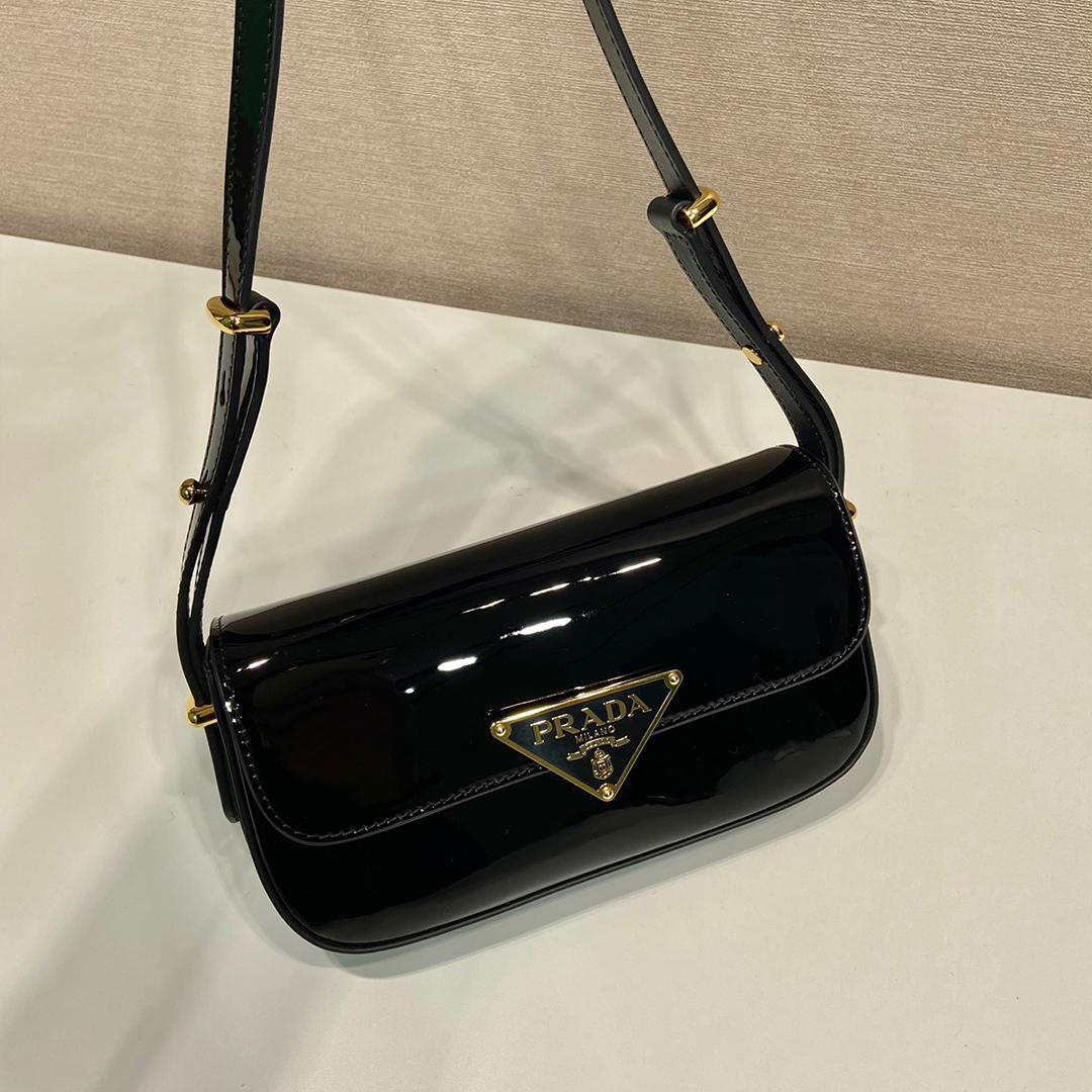 PRADA-Shiny leather shoulder bag