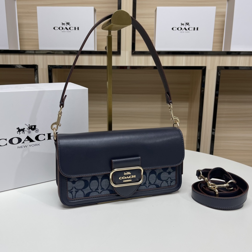 COACH - Morgan 27 Leather with Fabric Underarm Bag Handbag Shoulder Bag