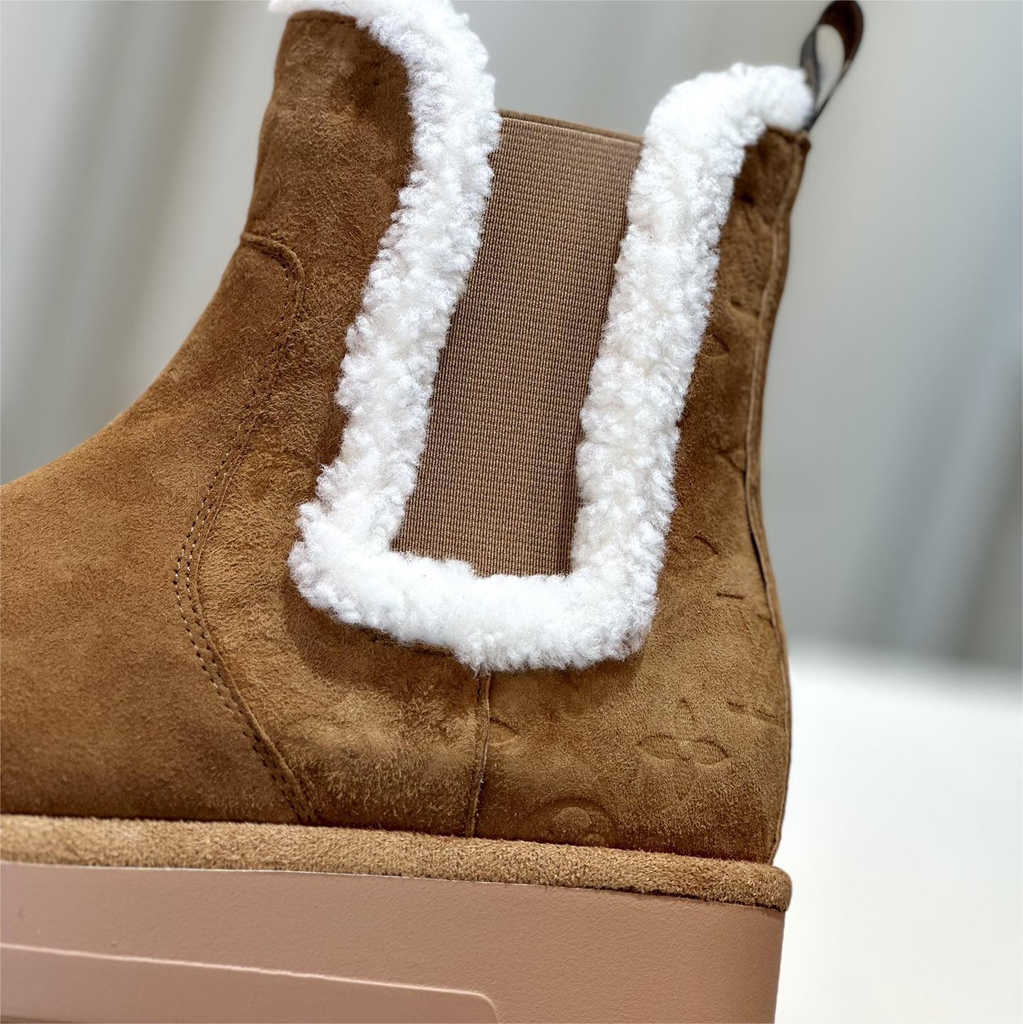 LV-Wool Thick soled Chelsea Woolen Boots