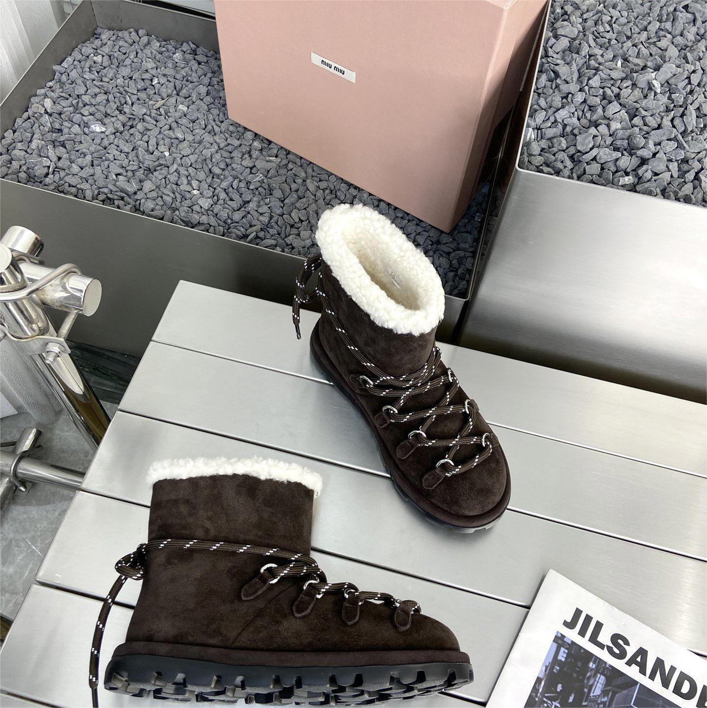 miumiu-Autumn and winter wool snow boots shoes