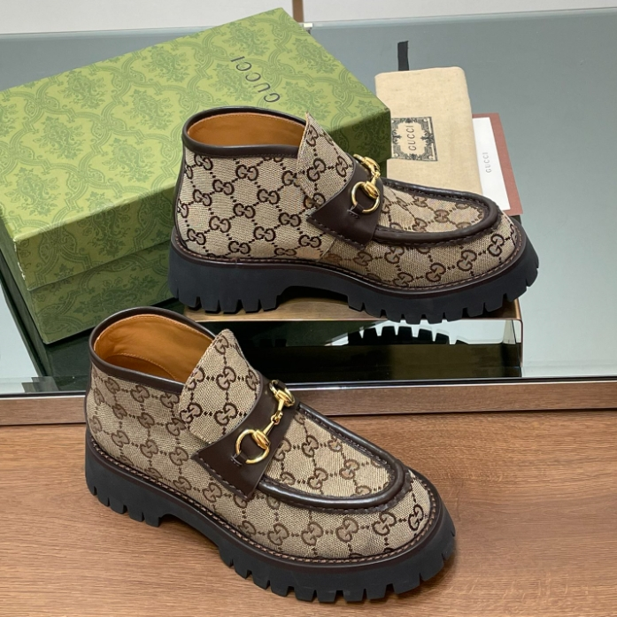 Gucci-Horse Collar Buckle Thick Soled Ankle Boots