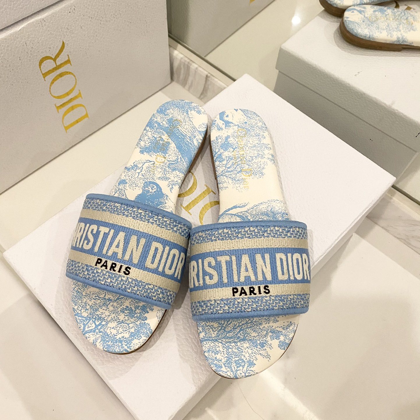 Dior-One line embroidery flat bottom