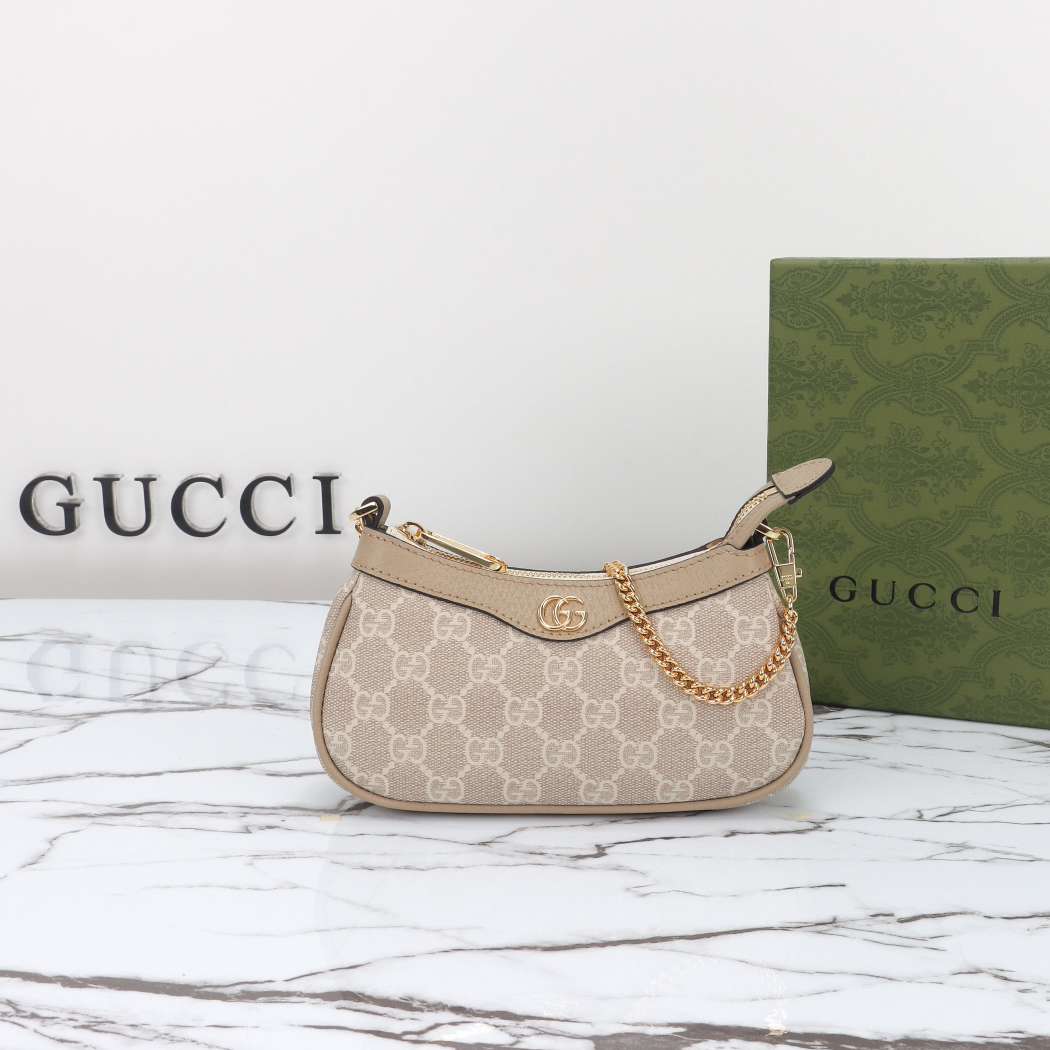 GUCCI- Ophidia Double G Logo Canvas and Leather Handbag