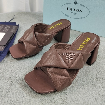 Prada-Water Dyed Sheepskin Slippers High Heels