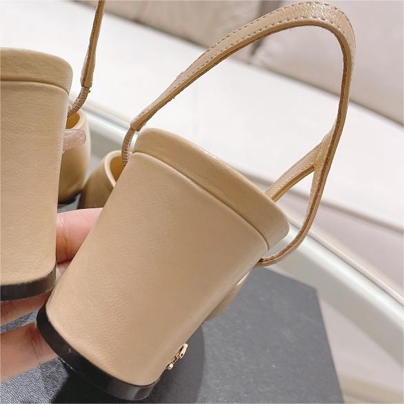Chanel-Low Heel Side Empty Sandals
