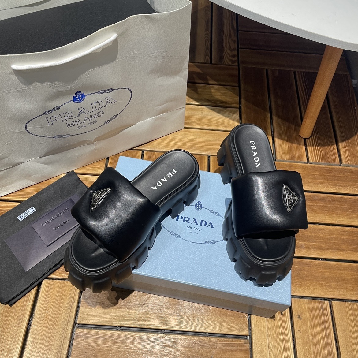 Prada-Sponge cake thick soled shoes