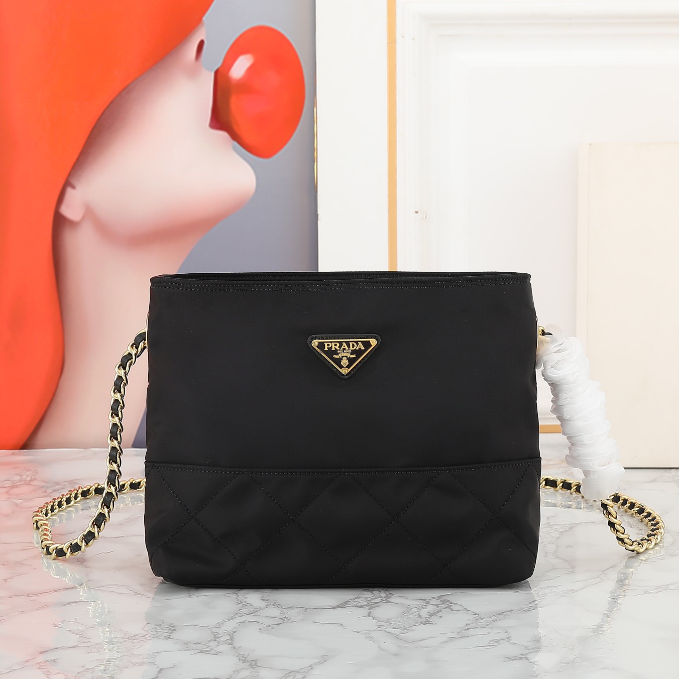 Prada-Nylon Lattice Crossbody Bag