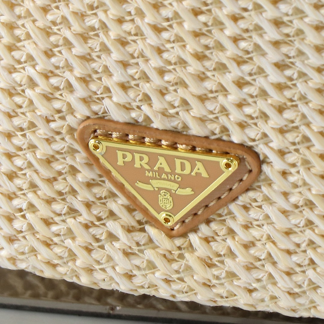 Prada-Lafite woven drawstring bucket bag