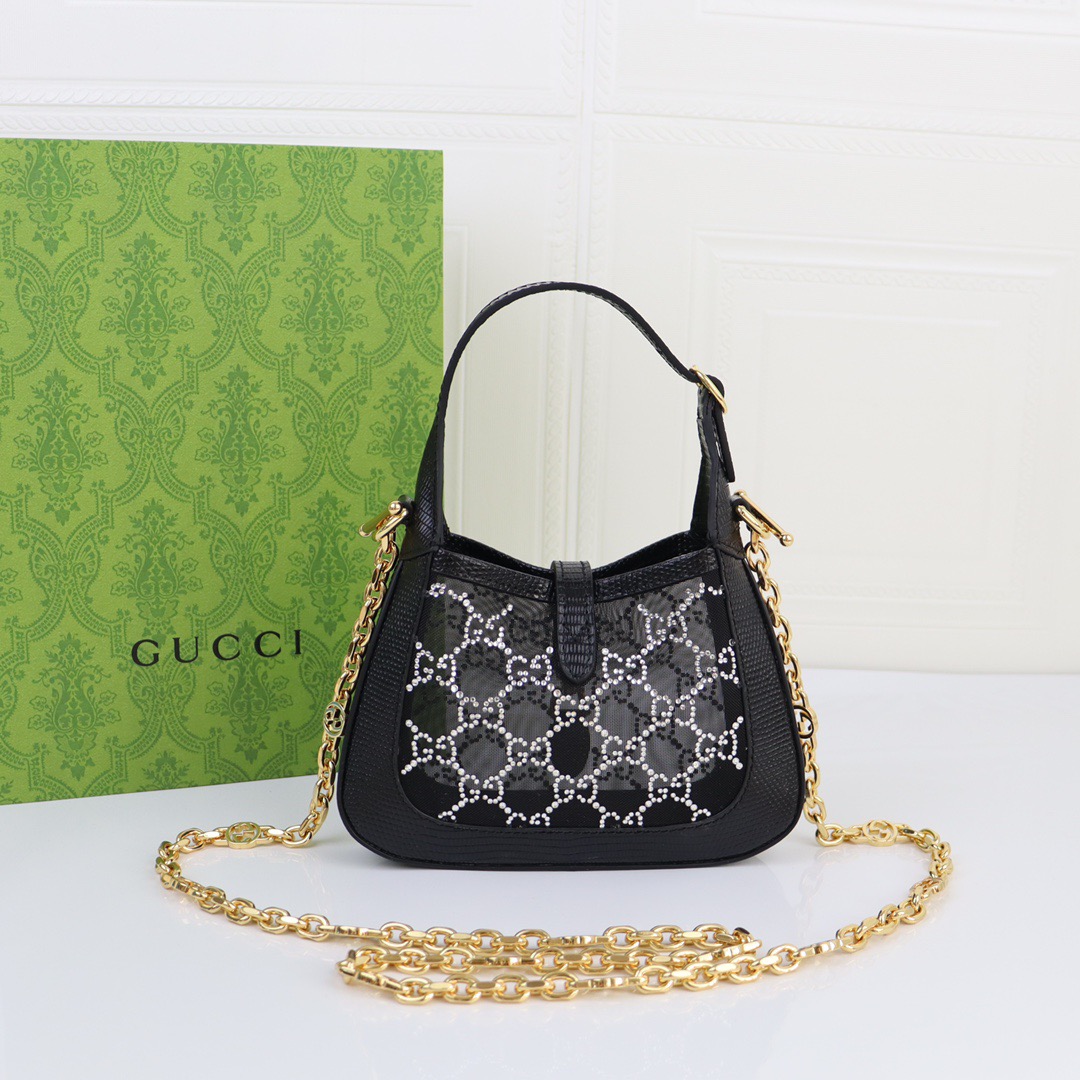 GUCCI-Jackie 1961 explosive diamond with lizard leather bag