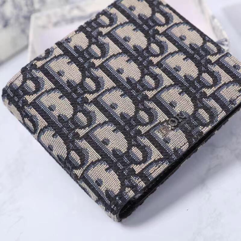 Dior-Oblique printed double fold wallet