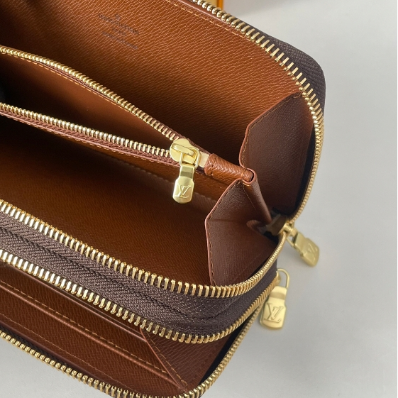 LV-Old flower double zipper ziy large wallet