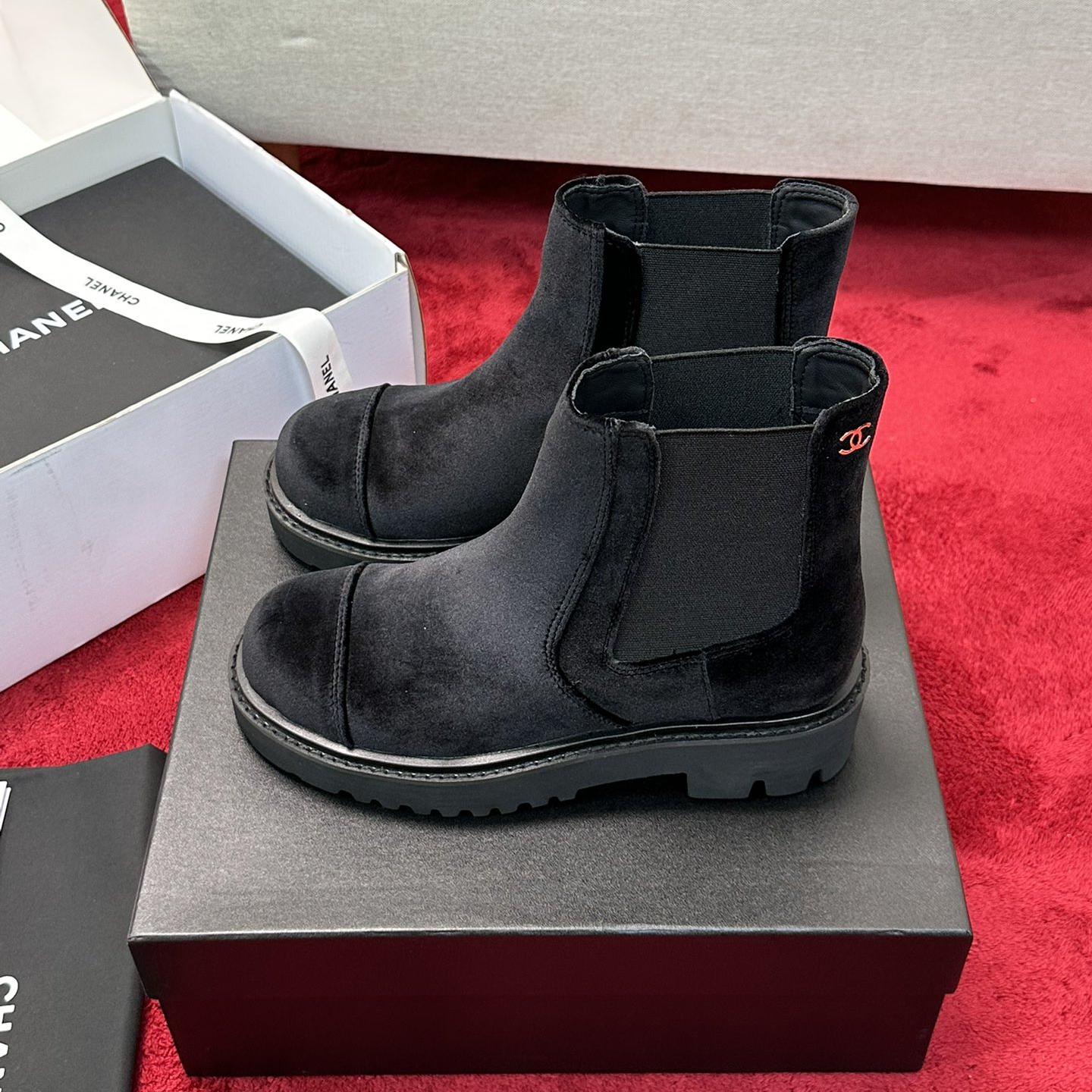 Chanel - Lambskin Platform Ankle Boots