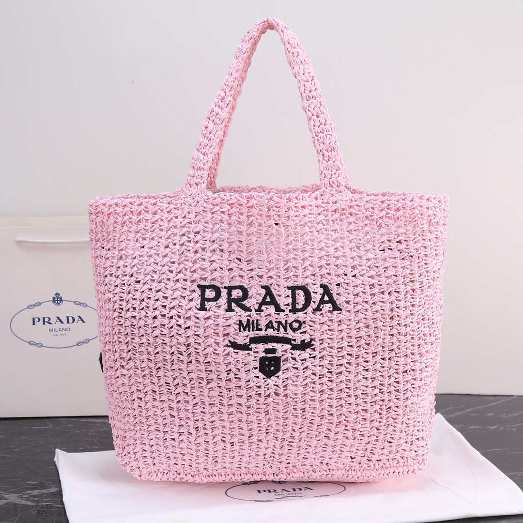 Prada-Imported Lafite Grass Design Fiber Tote Bag