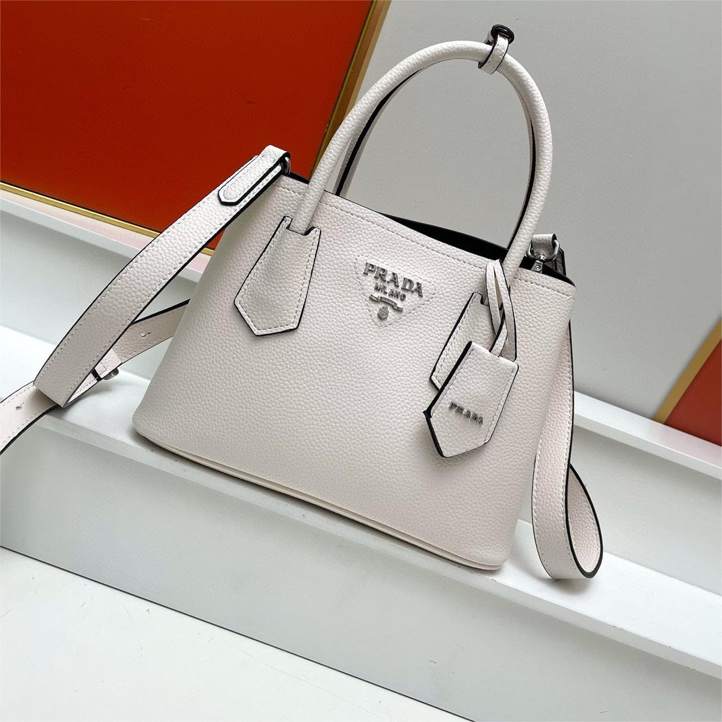 Prada-Litchi pattern double handbag