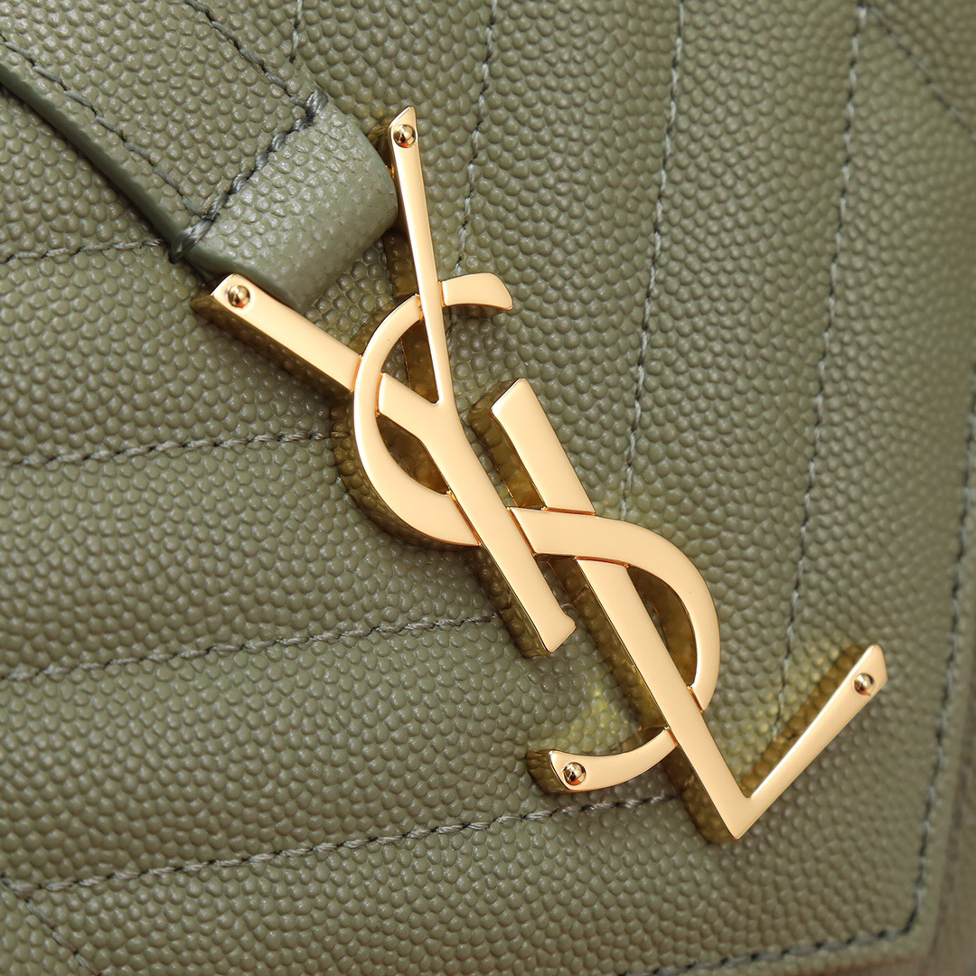 YSL-Envelope Small Grain Embossed Quilted Leather Envelope Bag