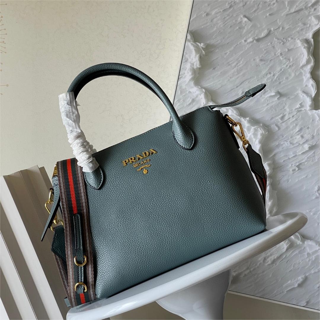 Prada-Calfskin leather double handle