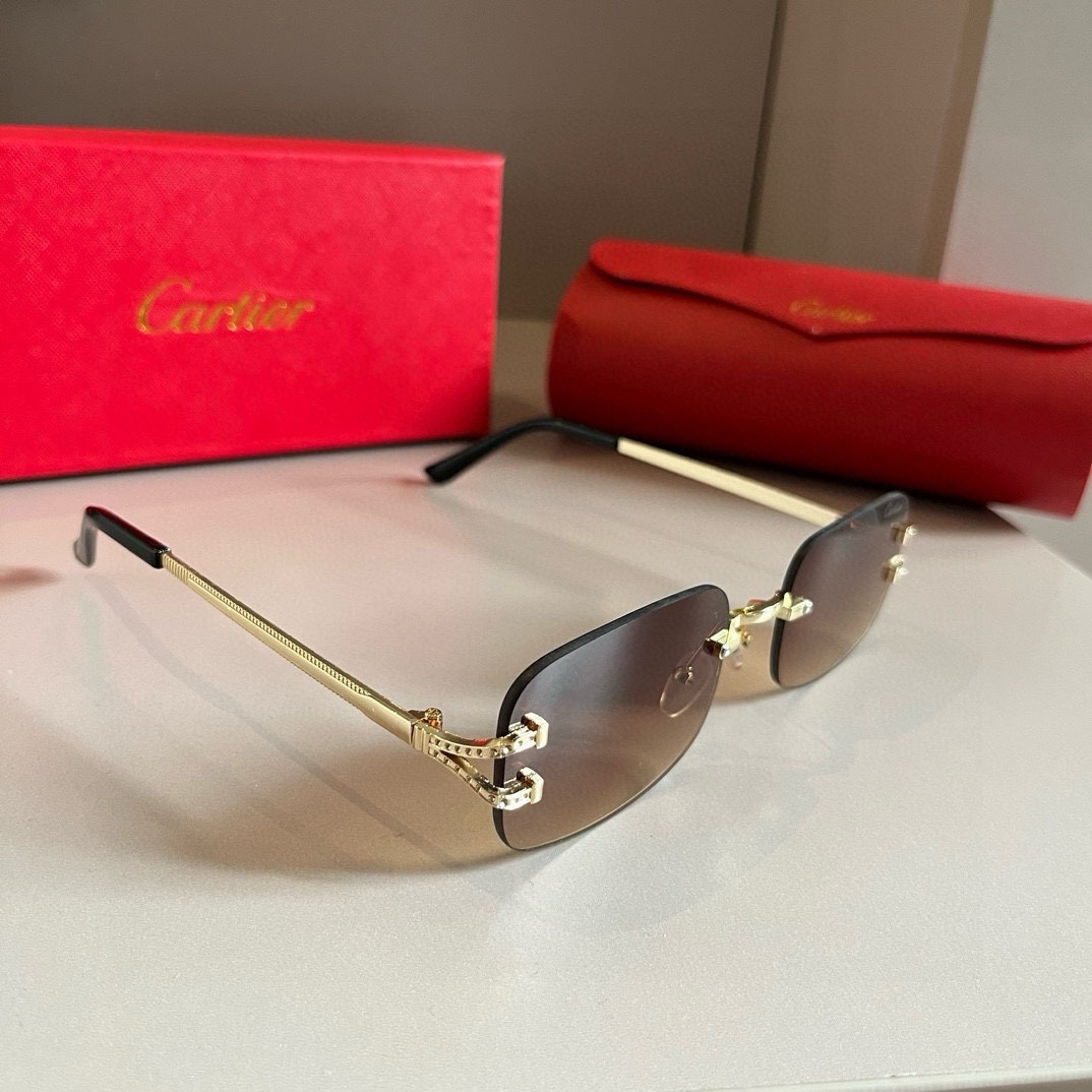Cartier metal frameless PC leg sunglasses