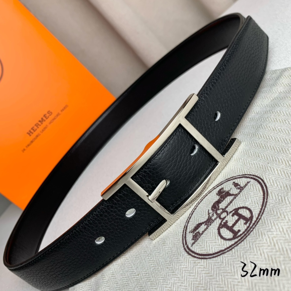Hermes-Black Cowhide Belt
