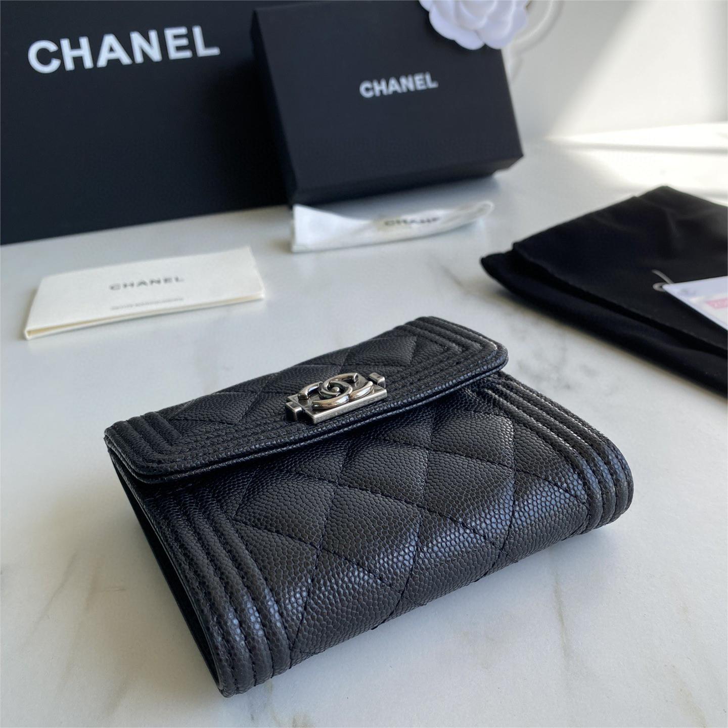 Chanel-Imported particle embossed cowhide wallet