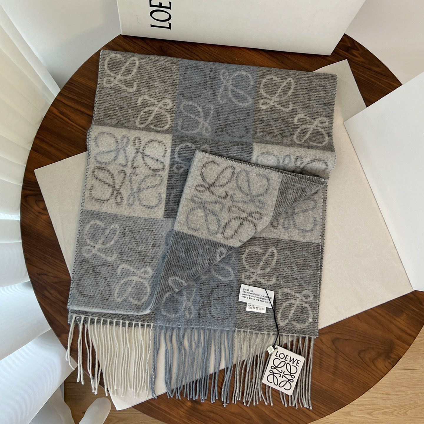 LOEWE - Checkerboard wool and cashmere scarf